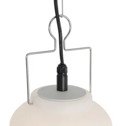Buiten hanglamp wit 20 cm met stekker IP44 - Pion