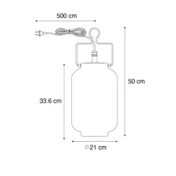 Buiten hanglamp wit 20 cm met stekker IP44 - Pion