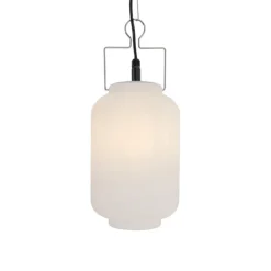 Buiten hanglamp wit 20 cm met stekker IP44 - Pion
