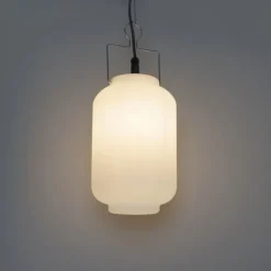 Buiten hanglamp wit 20 cm met stekker IP44 - Pion