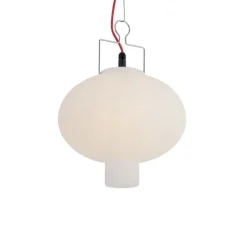 Buiten hanglamp wit 35 cm met rode stekker IP44 - Pion