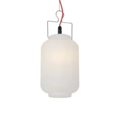 Buiten hanglamp wit 20 cm met rode stekker IP44 - Pion