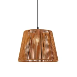 Buiten hanglamp zwart met oranje kap van touw IP44 - Cava Jayla