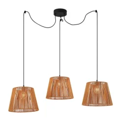 Buiten hanglamp zwart met oranje kappen van touw 3-lichts IP44 - Cava Jayla