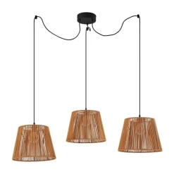 Buiten hanglamp zwart met oranje kappen van touw 3-lichts IP44 - Cava Jayla