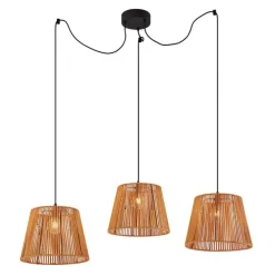 Buiten hanglamp zwart met oranje kappen van touw 3-lichts IP44 - Cava Jayla