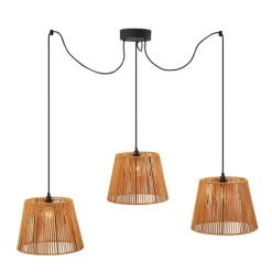 Buiten hanglamp zwart met oranje kappen van touw 3-lichts IP44 - Cava Jayla