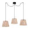 Buiten hanglamp zwart met beige kappen van touw 3-lichts IP44 - Cava Jayla