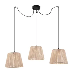 Buiten hanglamp zwart met beige kappen van touw 3-lichts IP44 - Cava Jayla