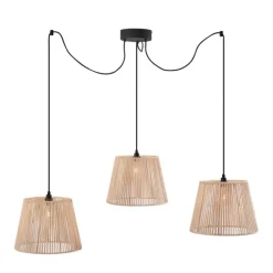 Buiten hanglamp zwart met beige kappen van touw 3-lichts IP44 - Cava Jayla