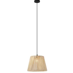 Buiten hanglamp zwart met beige kap van touw IP44 - Cava Jayla