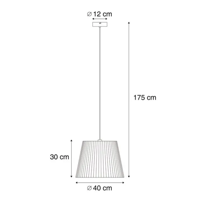 Buiten hanglamp zwart met beige kap van touw IP44 - Cava Jayla