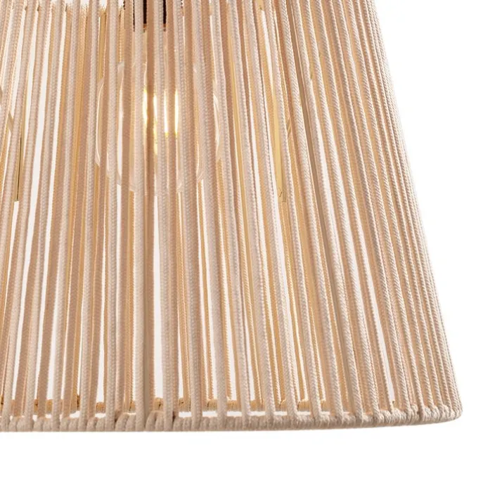 Buiten hanglamp zwart met beige kap van touw IP44 - Cava Jayla