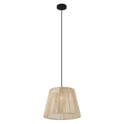 Buiten hanglamp zwart met beige kap van touw IP44 - Cava Jayla