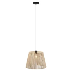 Buiten hanglamp zwart met beige kap van touw IP44 - Cava Jayla