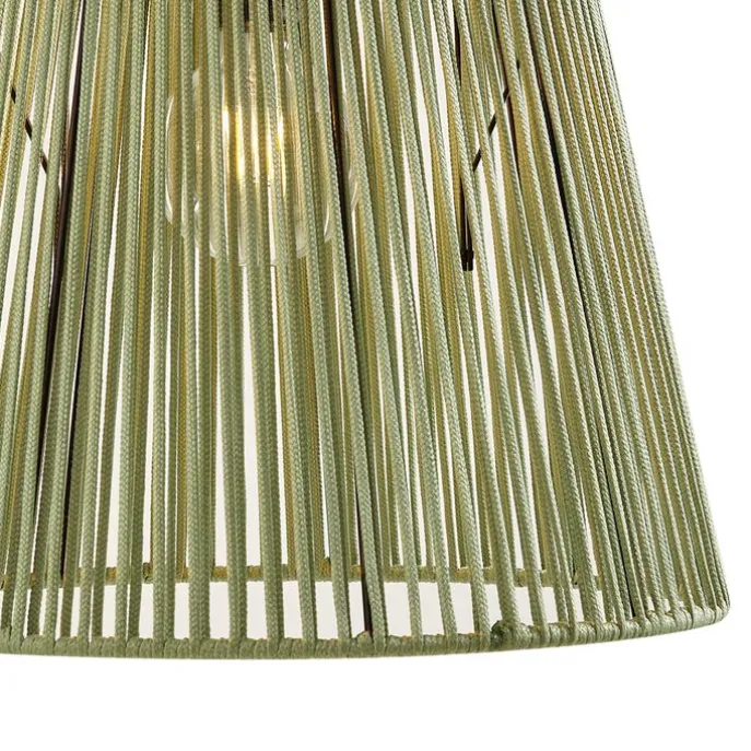 Buiten hanglamp zwart met groene kappen van touw 3-lichts IP44 - Cava Jayla