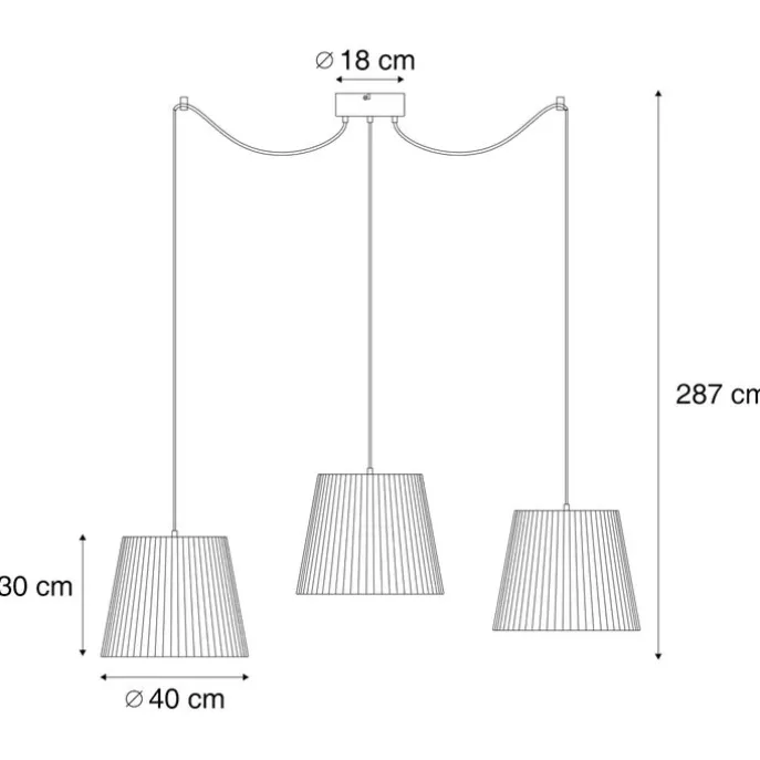 Buiten hanglamp zwart met groene kappen van touw 3-lichts IP44 - Cava Jayla