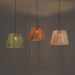 Buiten hanglamp zwart met multicolor kappen van touw 3-lichts IP44 - Cava Jayla