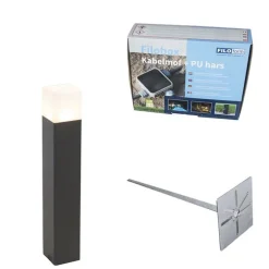 Buiten paaltje zwart opaal glas 50 cm grondpin en kabelmof - Denmark