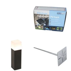 Buiten paaltje zwart opaal glas 30 cm grondpin en kabelmof - Denmark