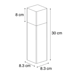 Buiten paaltje zwart opaal glas 30 cm grondpin en kabelmof - Denmark