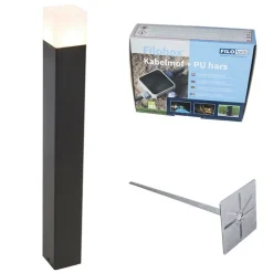Buiten paaltje zwart opaal glas 70 cm grondpin en kabelmof - Denmark