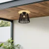 Buiten plafondlamp met zwart touw IP54 - Jayla