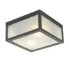 Buiten plafondlamp zwart met ribbel glas 2-lichts IP44 - Charlois