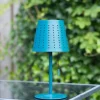 Buiten tafellamp blauw incl. LED 3-staps dimbaar oplaadbaar en solar - Ferre