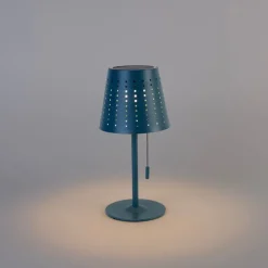 Buiten tafellamp blauw incl. LED 3-staps dimbaar oplaadbaar en solar - Ferre
