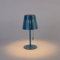 Buiten tafellamp blauw incl. LED 3-staps dimbaar oplaadbaar en solar - Ferre