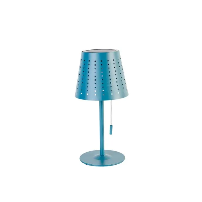 Buiten tafellamp blauw incl. LED 3-staps dimbaar oplaadbaar en solar - Ferre