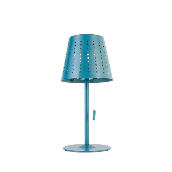 Buiten tafellamp blauw incl. LED 3-staps dimbaar oplaadbaar en solar - Ferre