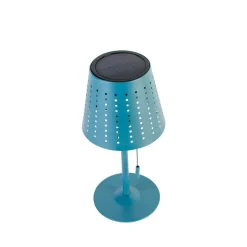 Buiten tafellamp blauw incl. LED 3-staps dimbaar oplaadbaar en solar - Ferre