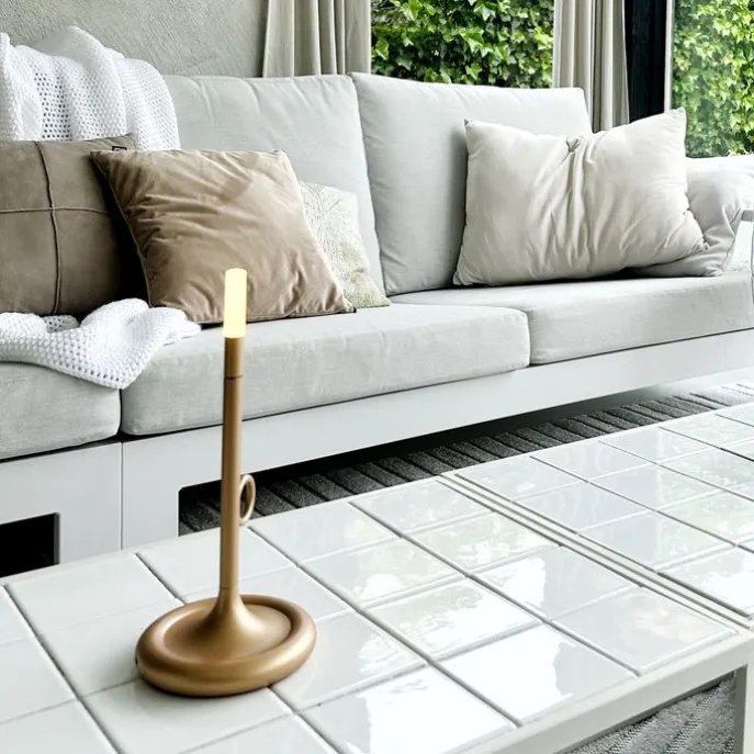 Buiten tafellamp goud incl. LED met touch dimmer oplaadbaar - Sjarel