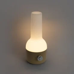 Buiten tafellamp goud met wit incl. LED oplaadbaar IP44 - Haard