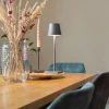 Buiten tafellamp grijs incl. LED met touch dimmer oplaadbaar - Janet
