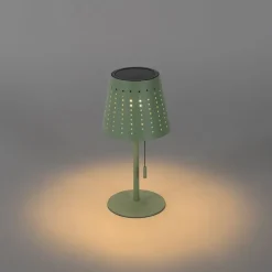 Buiten tafellamp groen incl. LED 3-staps dimbaar oplaadbaar en solar - Ferre