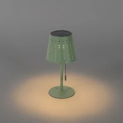 Buiten tafellamp groen incl. LED 3-staps dimbaar oplaadbaar en solar - Ferre