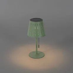 Buiten tafellamp groen incl. LED 3-staps dimbaar oplaadbaar en solar - Ferre