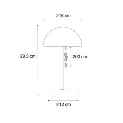 Buiten tafellamp mushroom wit oplaadbaar 3-staps dimbaar - Keira