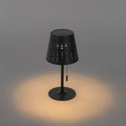 Buiten tafellamp zwart incl. LED 3-staps dimbaar oplaadbaar en solar - Ferre