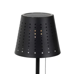 Buiten tafellamp zwart incl. LED 3-staps dimbaar oplaadbaar en solar - Ferre