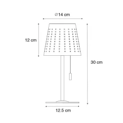 Buiten tafellamp zwart incl. LED 3-staps dimbaar oplaadbaar en solar - Ferre