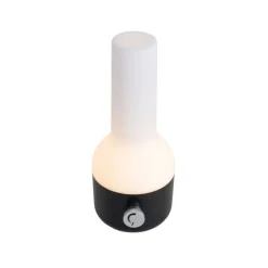 Buiten tafellamp zwart met wit incl. LED oplaadbaar IP44 - Haard