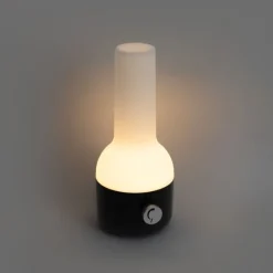 Buiten tafellamp zwart met wit incl. LED oplaadbaar IP44 - Haard