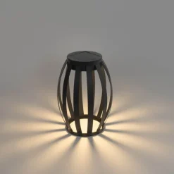 Buiten tafellamp zwart 3-staps dimbaar solar en oplaadbaar - Sheldon