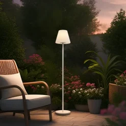 Buiten vloerlamp beige met witte kap IP65 - Virginia