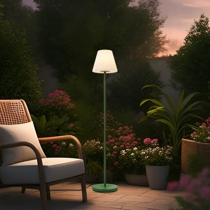 Buiten vloerlamp groen met witte kap IP65 - Virginia