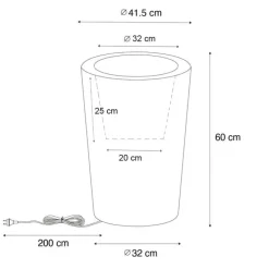 Buiten vloerlamp wit 60 cm bloempot IP65 - Verano